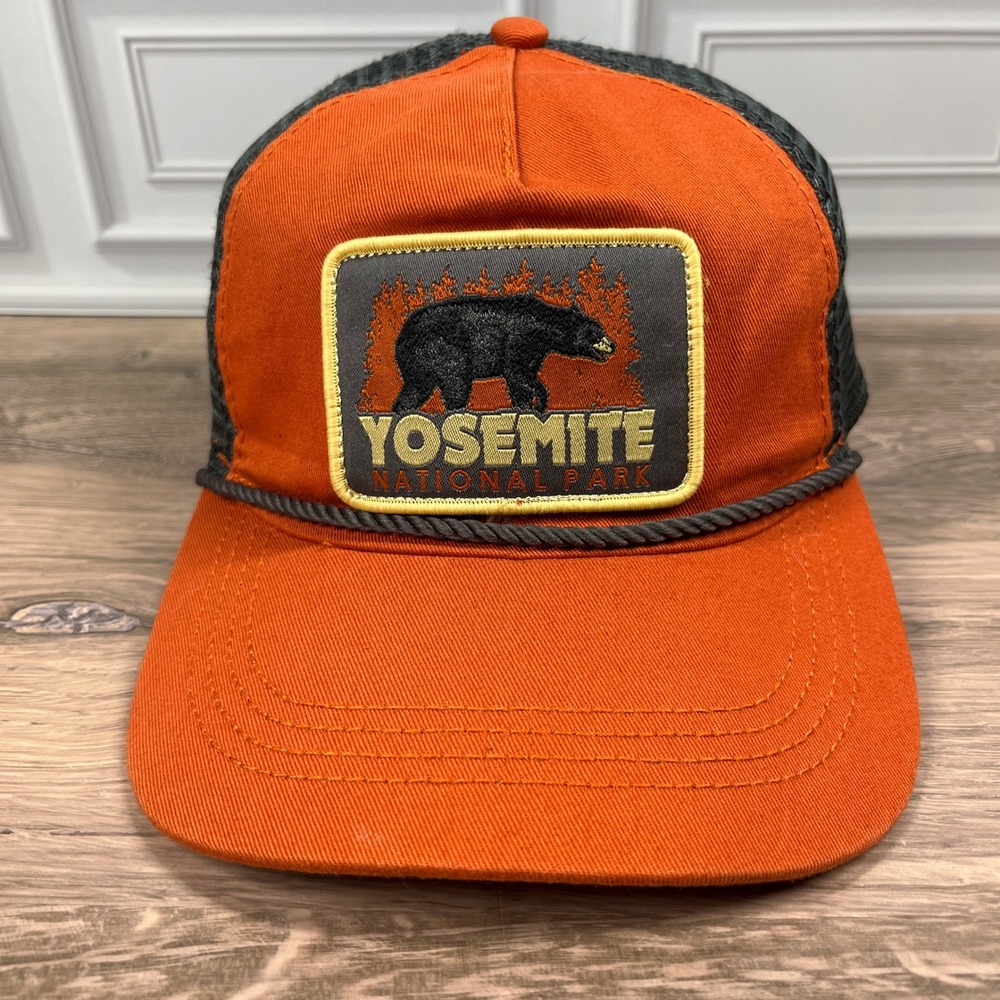 National Park Foundation Yosemite Trucker Hat Orange Black Bear Rope OSFA